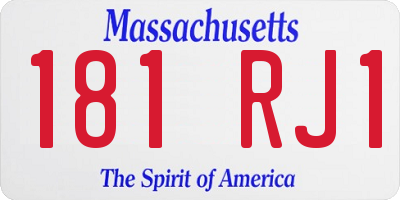 MA license plate 181RJ1