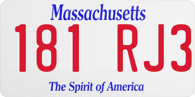 MA license plate 181RJ3