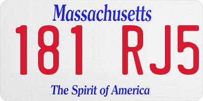 MA license plate 181RJ5