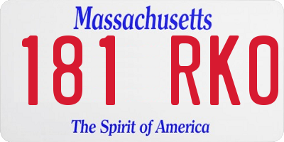 MA license plate 181RK0