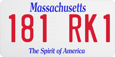MA license plate 181RK1