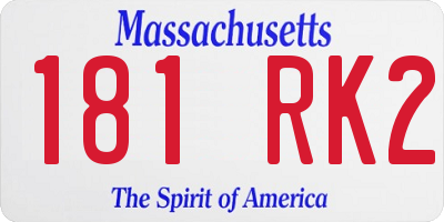 MA license plate 181RK2