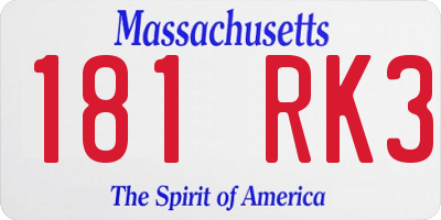 MA license plate 181RK3