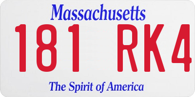 MA license plate 181RK4