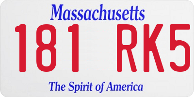 MA license plate 181RK5