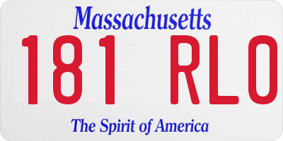 MA license plate 181RL0
