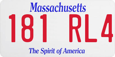 MA license plate 181RL4