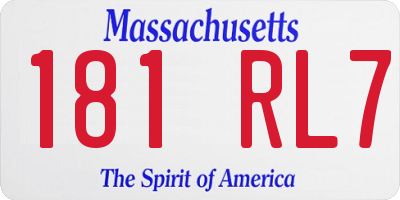 MA license plate 181RL7
