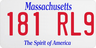 MA license plate 181RL9
