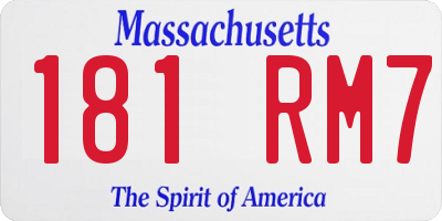 MA license plate 181RM7