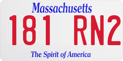 MA license plate 181RN2