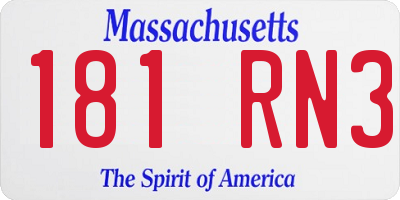 MA license plate 181RN3