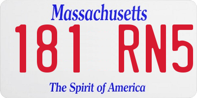 MA license plate 181RN5