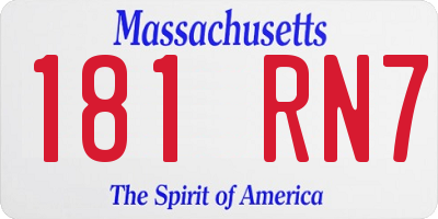 MA license plate 181RN7