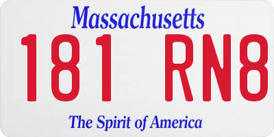 MA license plate 181RN8