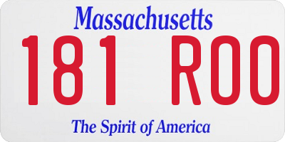 MA license plate 181RO0