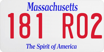 MA license plate 181RO2