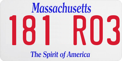 MA license plate 181RO3