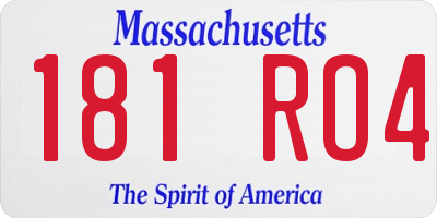 MA license plate 181RO4