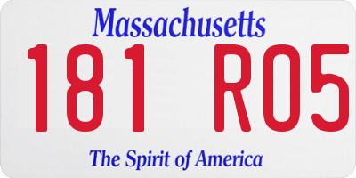 MA license plate 181RO5