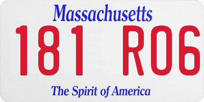 MA license plate 181RO6