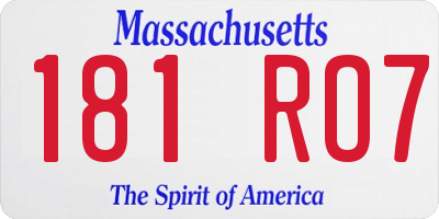 MA license plate 181RO7