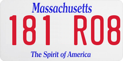 MA license plate 181RO8