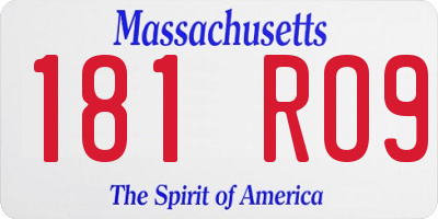 MA license plate 181RO9