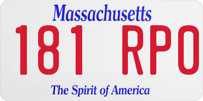 MA license plate 181RP0