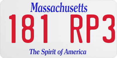 MA license plate 181RP3