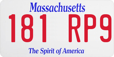 MA license plate 181RP9