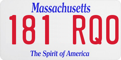 MA license plate 181RQ0