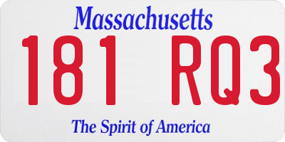 MA license plate 181RQ3