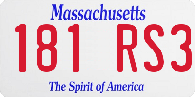 MA license plate 181RS3
