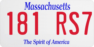 MA license plate 181RS7