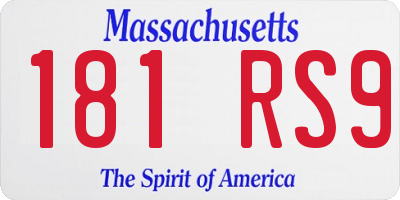 MA license plate 181RS9