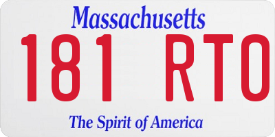 MA license plate 181RT0