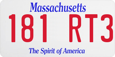 MA license plate 181RT3