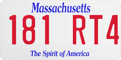 MA license plate 181RT4