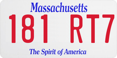 MA license plate 181RT7