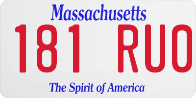 MA license plate 181RU0