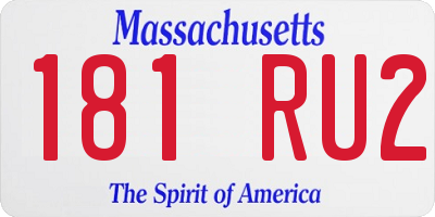 MA license plate 181RU2