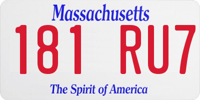 MA license plate 181RU7