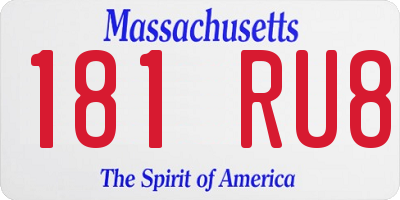 MA license plate 181RU8