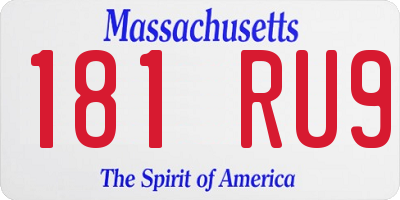 MA license plate 181RU9