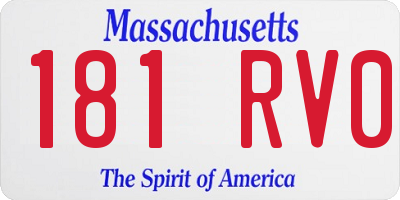 MA license plate 181RV0