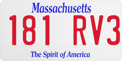 MA license plate 181RV3