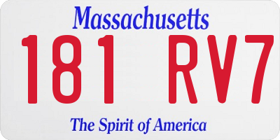 MA license plate 181RV7