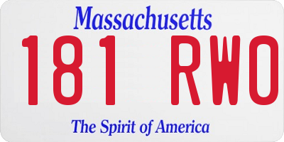 MA license plate 181RW0