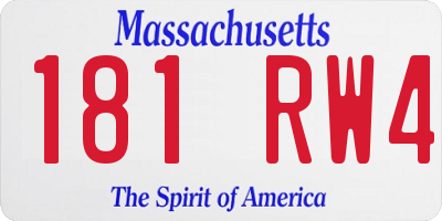MA license plate 181RW4